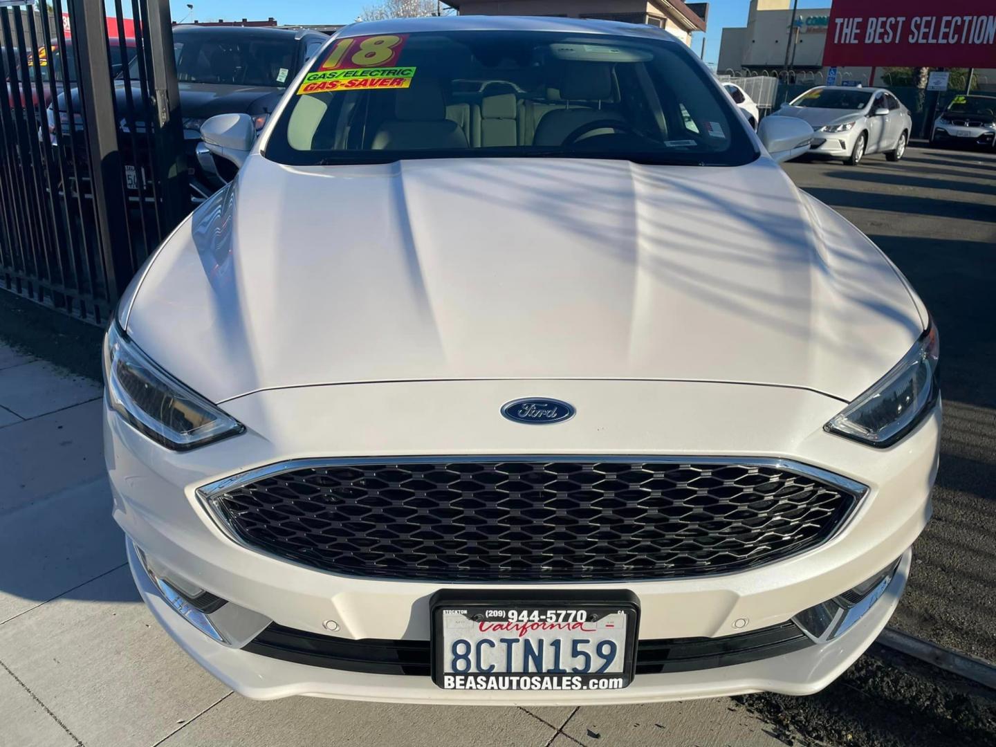 2018 WHITE /White Gold Ford Fusion Energi (3FA6P0SU0JR) , located at 744 E Miner Ave, Stockton, CA, 95202, (209) 944-5770, 37.956863, -121.282082 - PLUS TAXES AND FEES - Photo#1